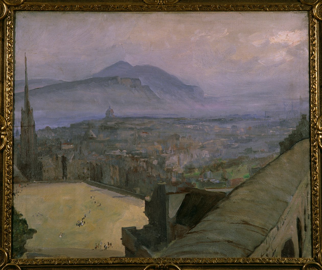 A View of Edinburgh from the Castle, Looking Across the Esplanade Towards Arthur