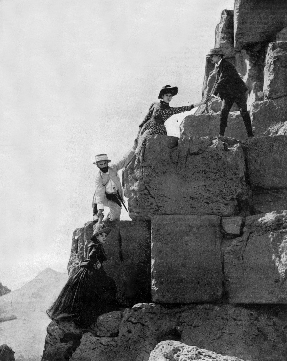Ascent of the Great Pyramid of Cheops in Giza, Egypt, c. 1890 by John Lawson Stoddard