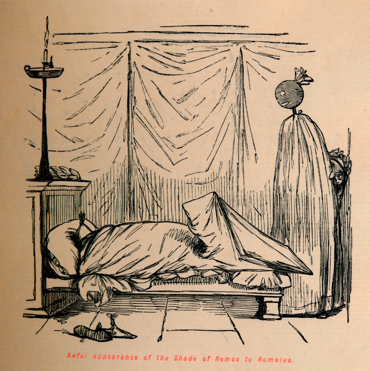 Awful appearance of the Shade of Remus to Romulus by John Leech