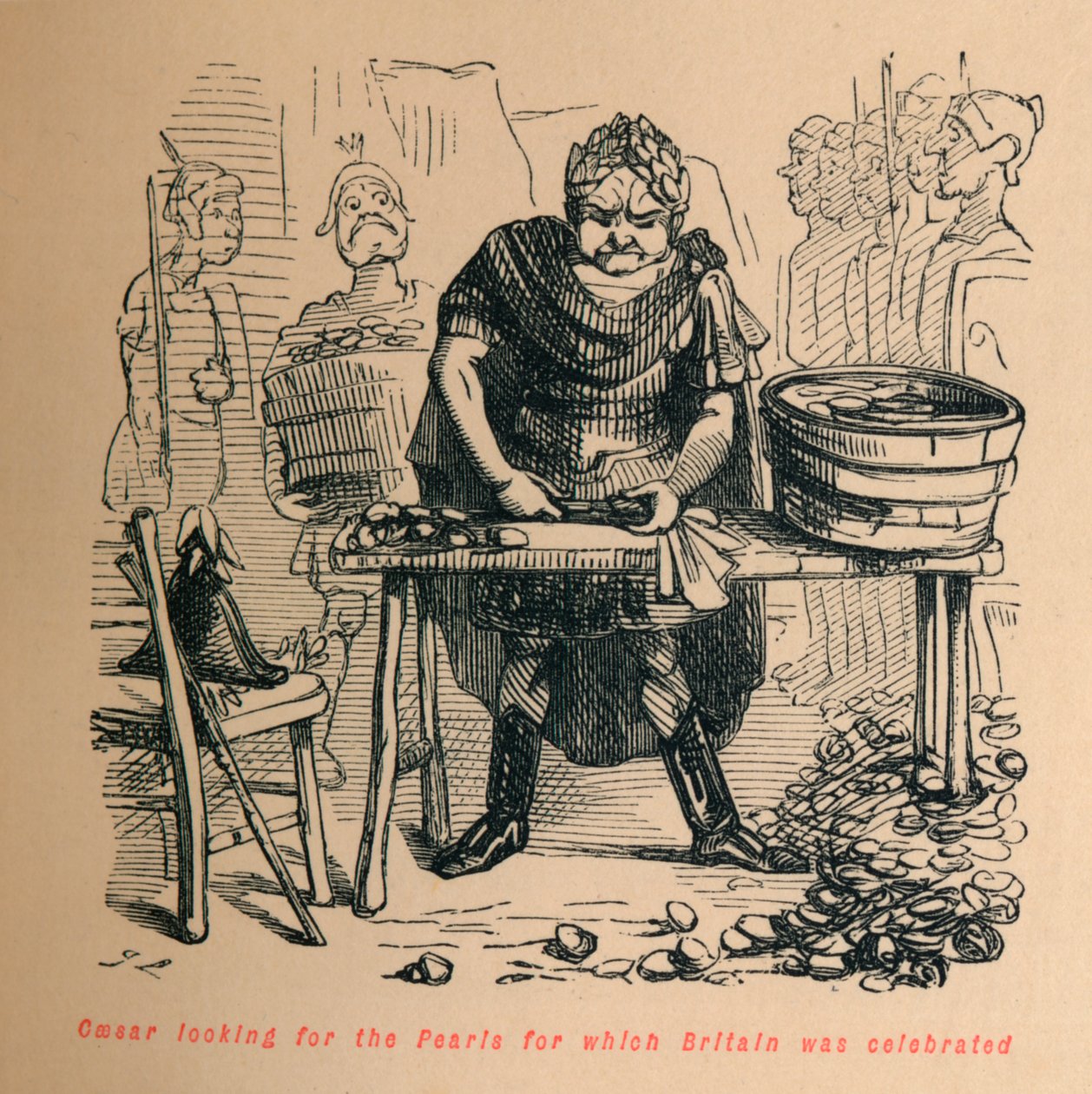 Caesar looking for the Pearls for which Britain was celebrated by John Leech