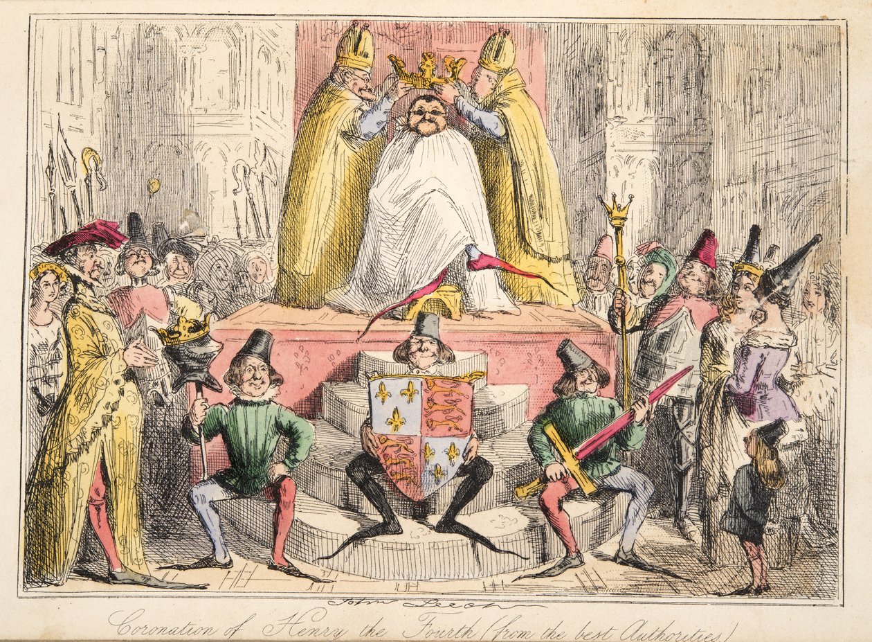Coronation of Henry IV (from the best authorities), from The Comic History of England by John Leech
