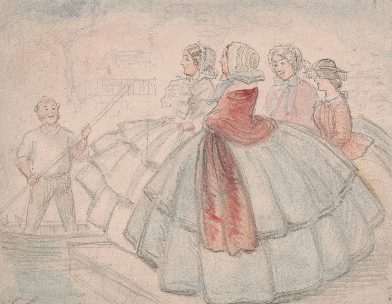 Crinolines by the River by John Leech