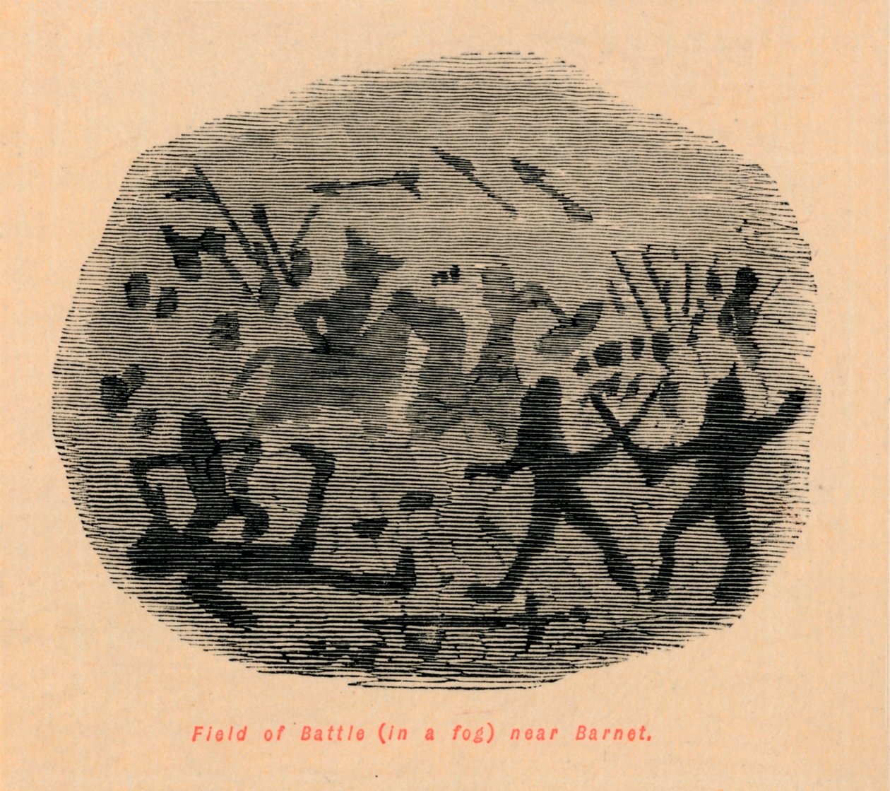 Field of Battle in a fog near Barnet by John Leech