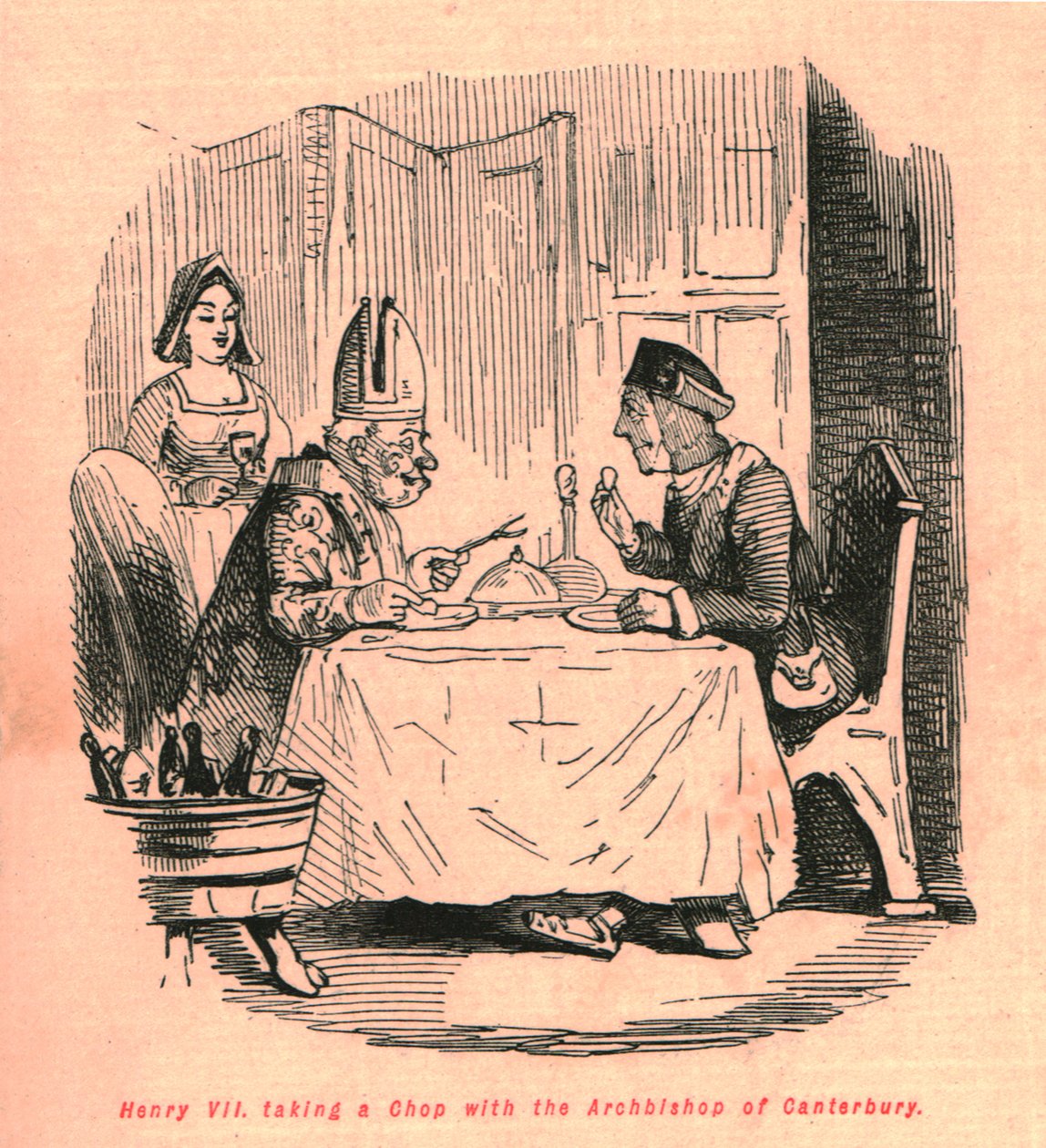 Henry VII taking a chop with the Archbishop of Canterbury by John Leech