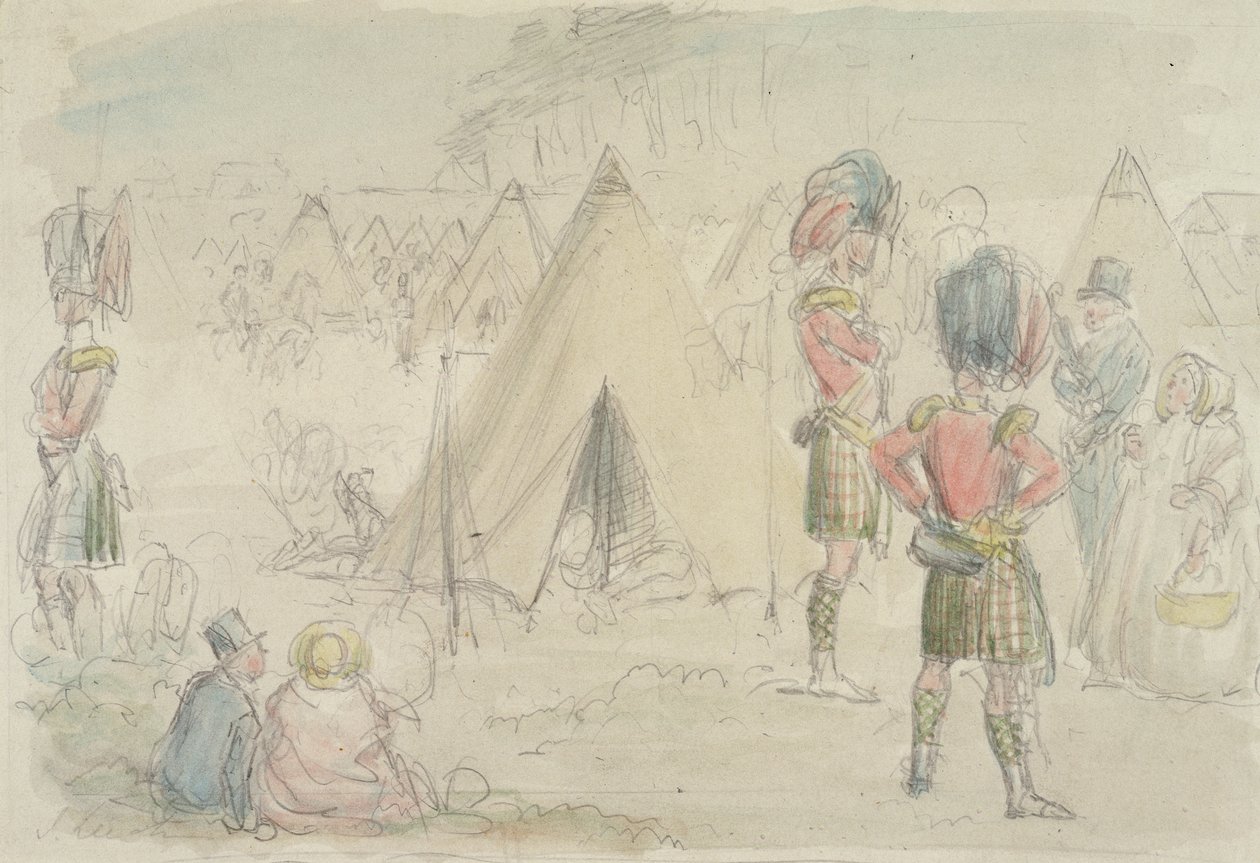 Highland Regiment in Camp by John Leech