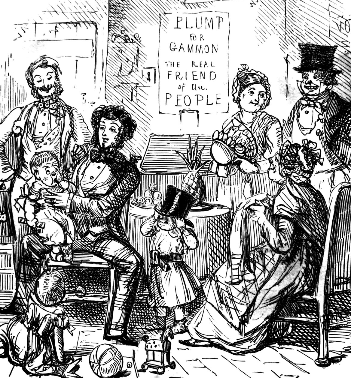 Members of a First Class Family Spending Time Together at a Shop by John Leech