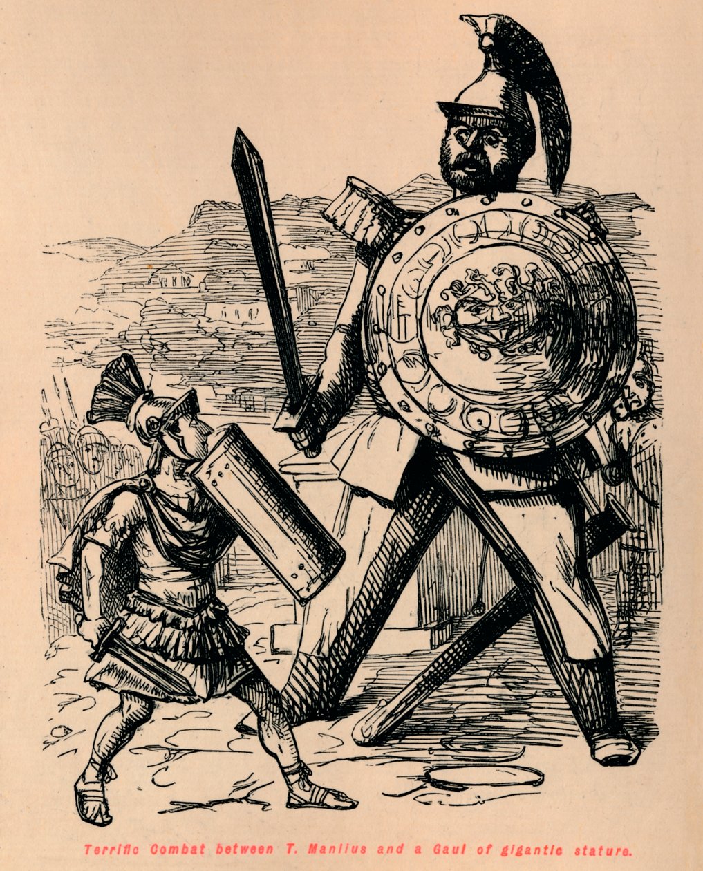 Terrific Combat between T Manlius and a Gaul of gigantic stature by John Leech