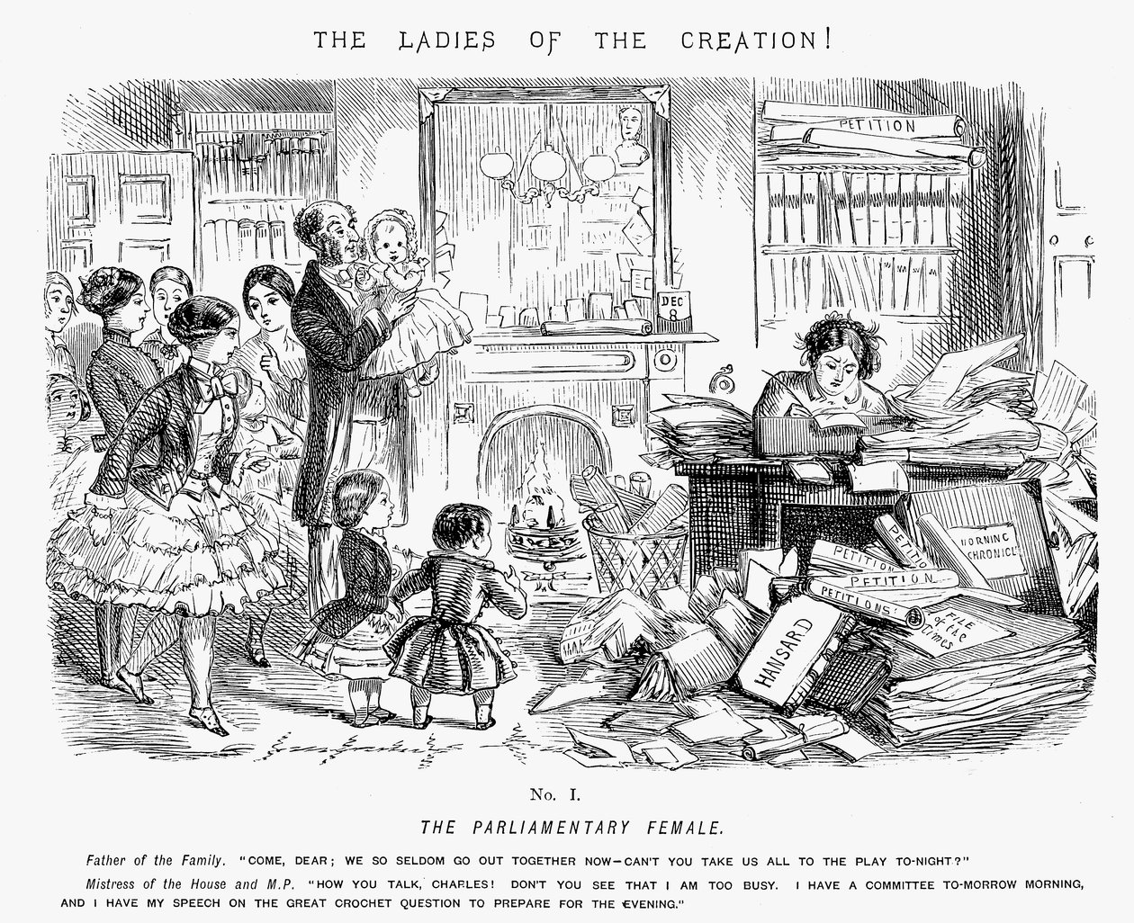 The Parliamentary Female, 1850 by John Leech