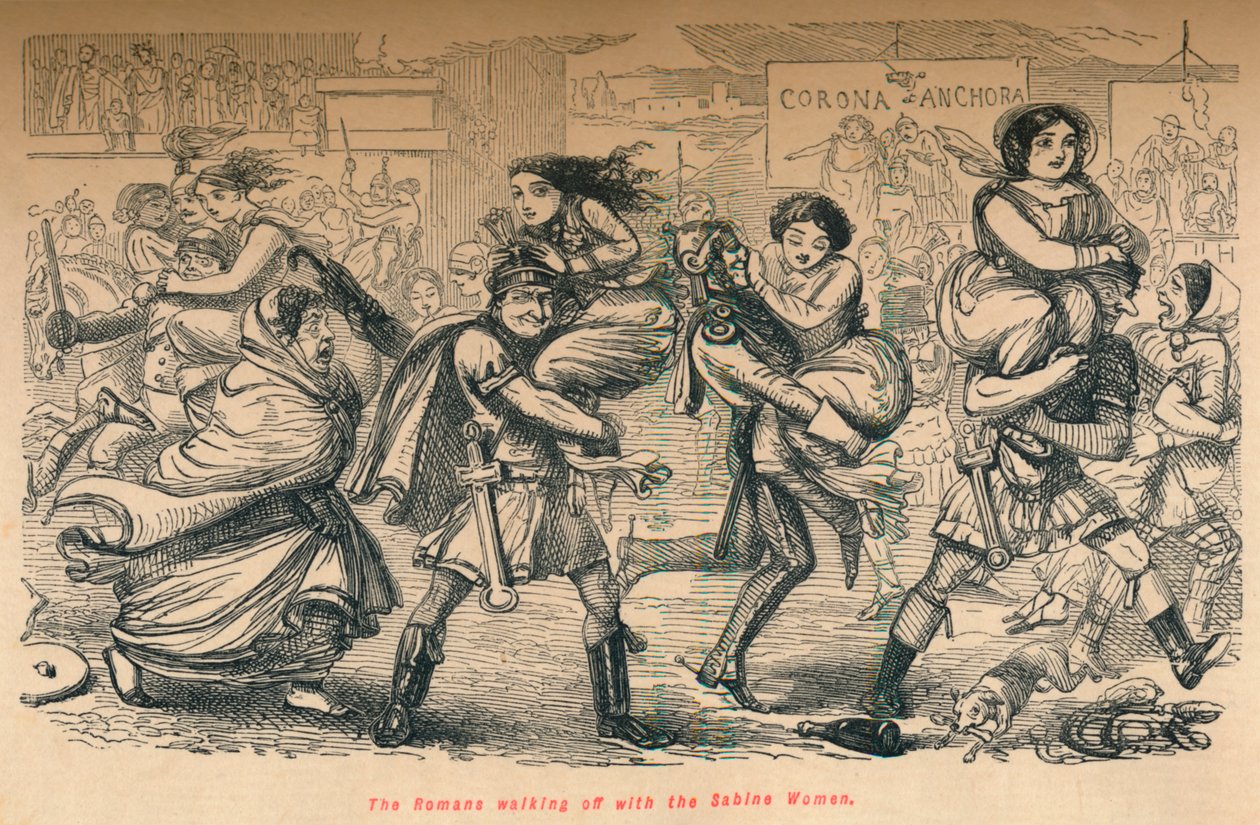 The Romans Walking Off with the Sabine Women, 1852 by John Leech