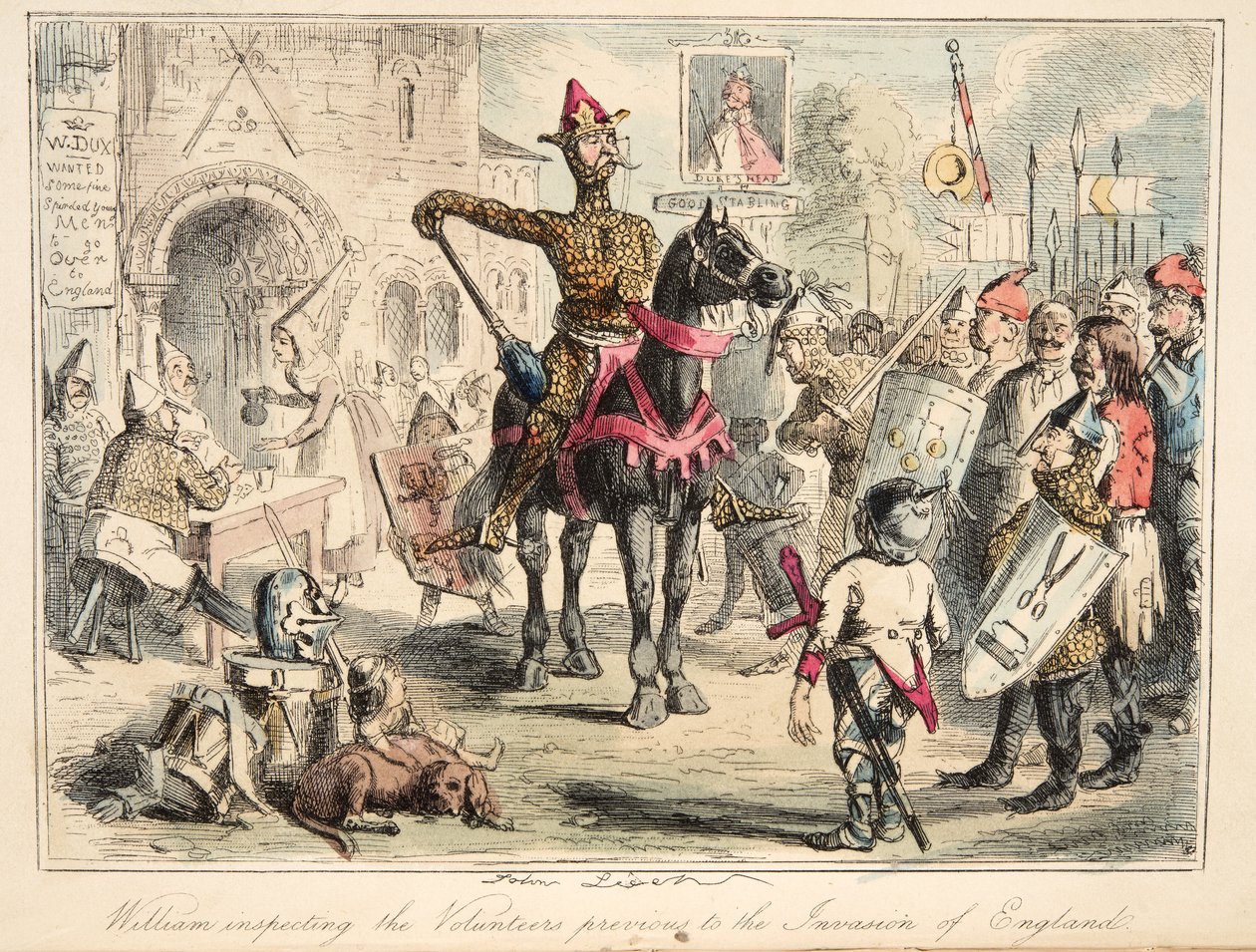 William the Conqueror inspecting the Volunteers previous to the Invasion of England, from The Comic History of England by John Leech