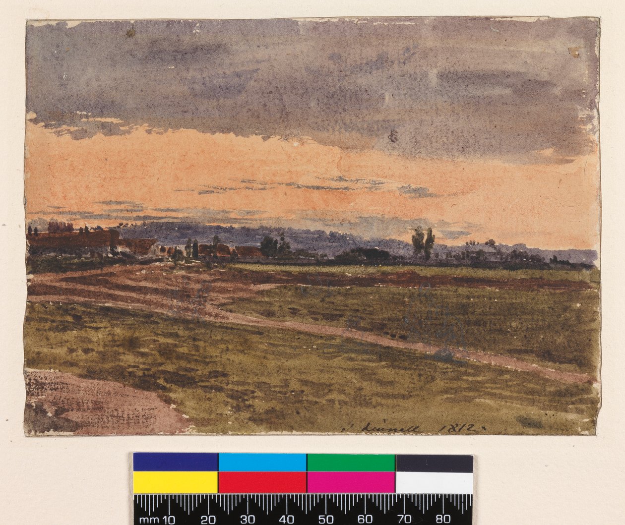 Sunset (Recto). A sketch for the same subject (Verso) by John Linnell