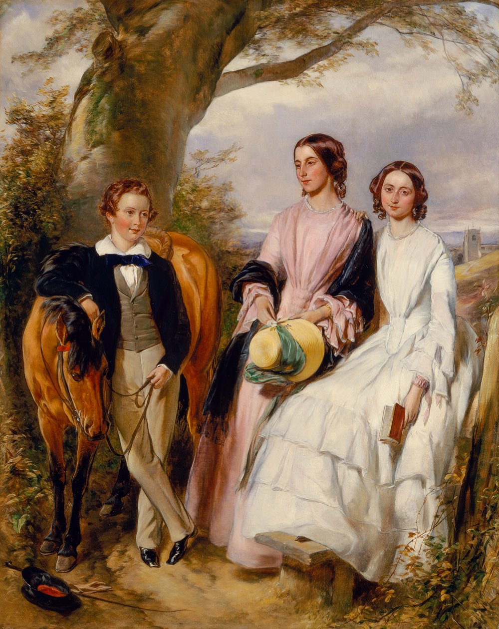 Group Portrait of Two Women, a Boy and his Pony by John Lucas