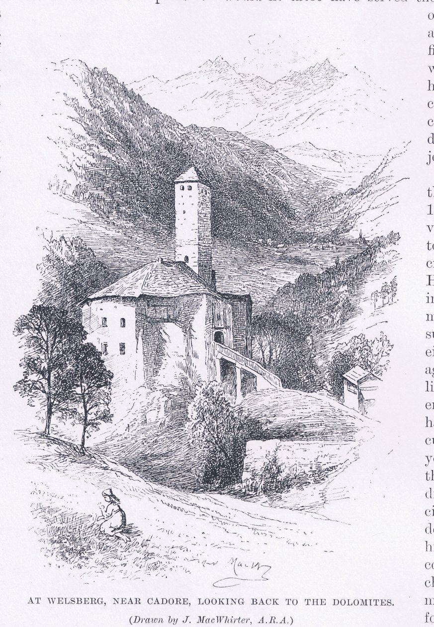 At Welsberg, near Cadore, looking back to the Dolomites, from The Magazine of Art 1893, Cassell and Company by John MacWhirter