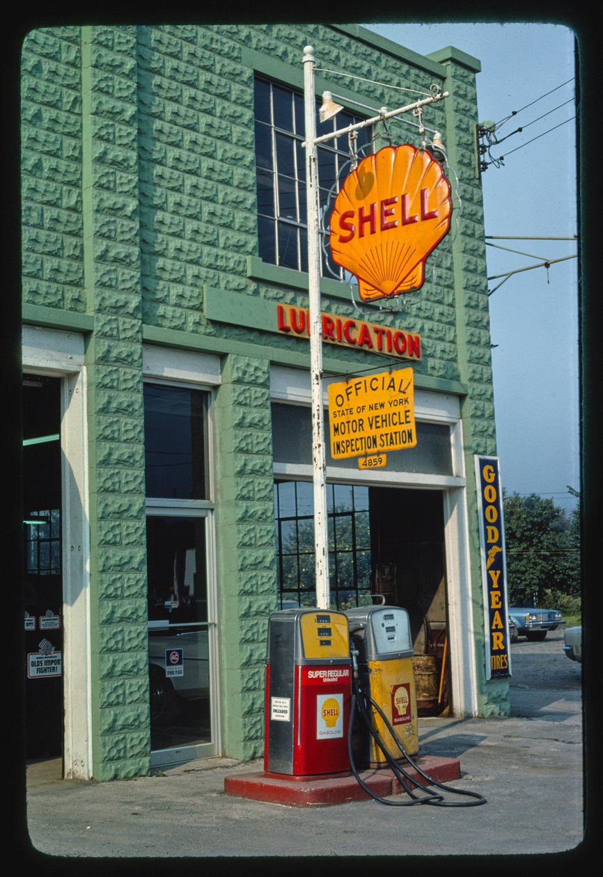 Shell Gasoline Station, Delaware Street, Walton, New York, USA by John Margolies