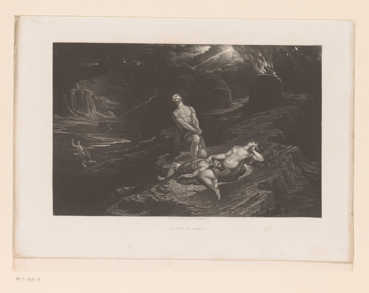 Adam and Eve Mourn Abel and God Curses Cain (Death of Abel) (Illustrations of the Bible) by John Martin