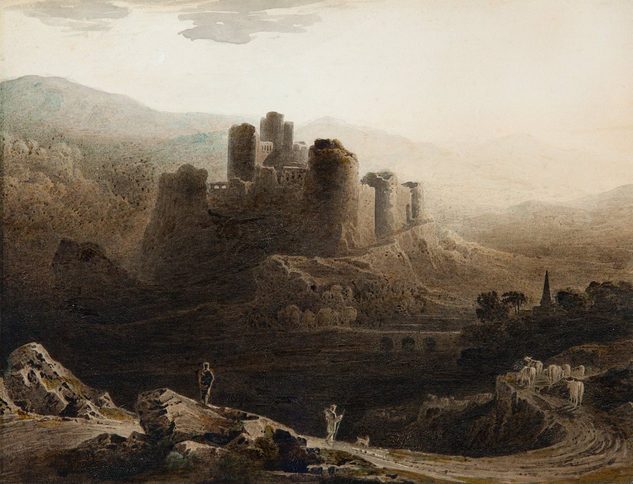Moonlight - Chepstow Castle by John Martin
