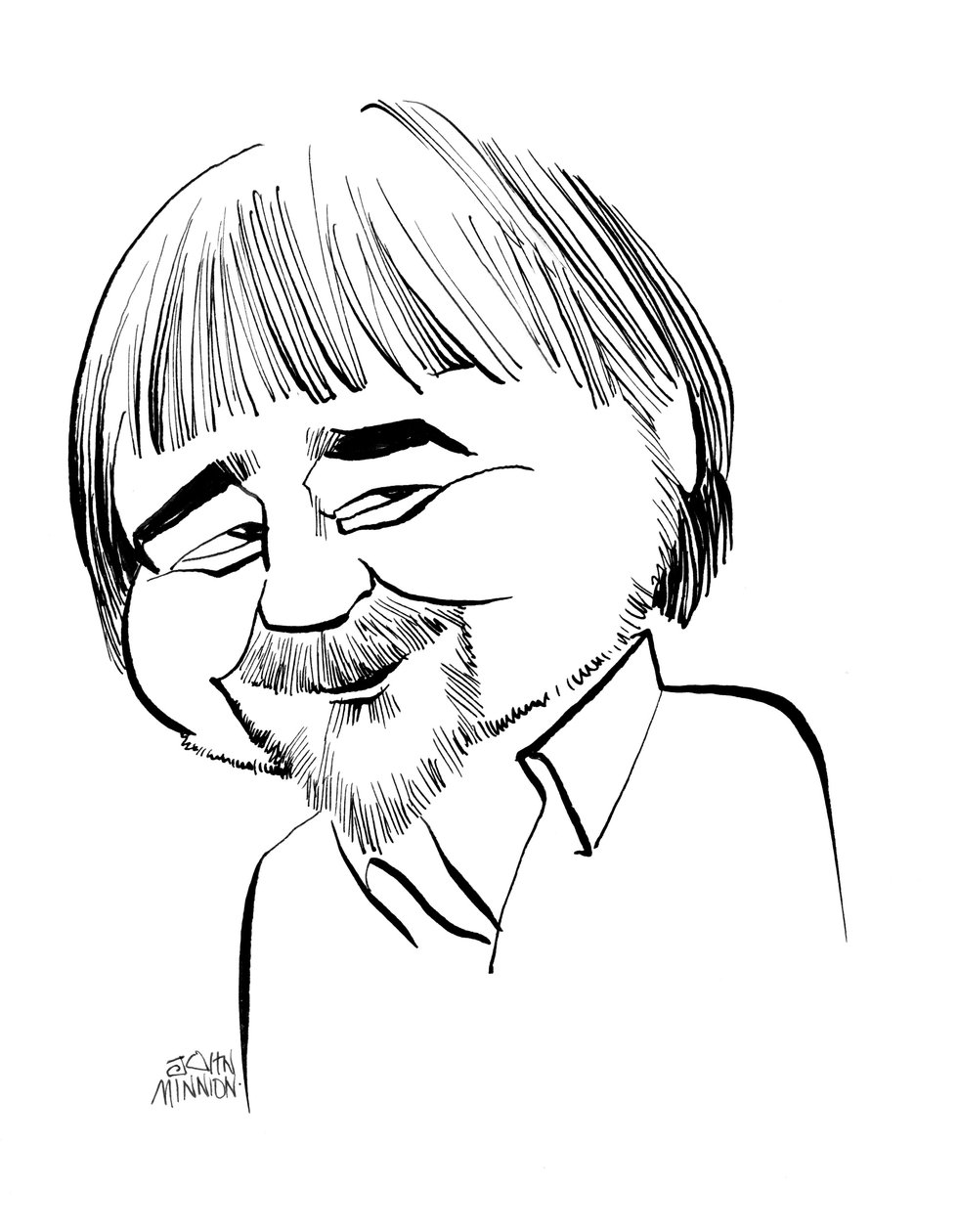 Alan Bleasdale - caricature by John Minnion