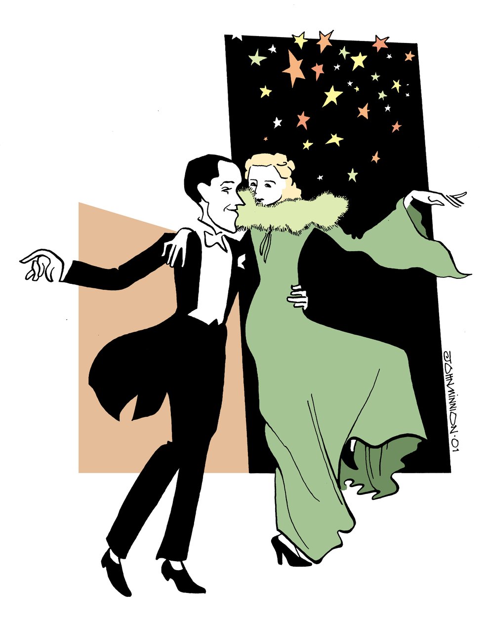 Fred Astaire and Ginger Rogers dancing by John Minnion