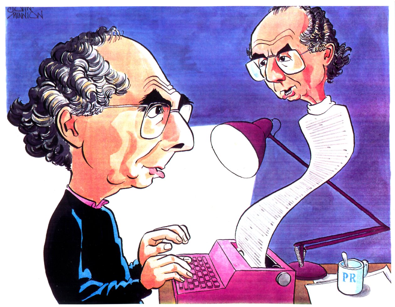 Philip Roth caricature by John Minnion
