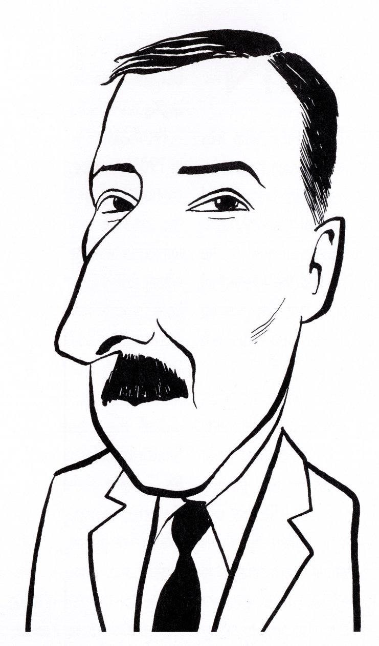 Stefan Zweig, caricature by John Minnion