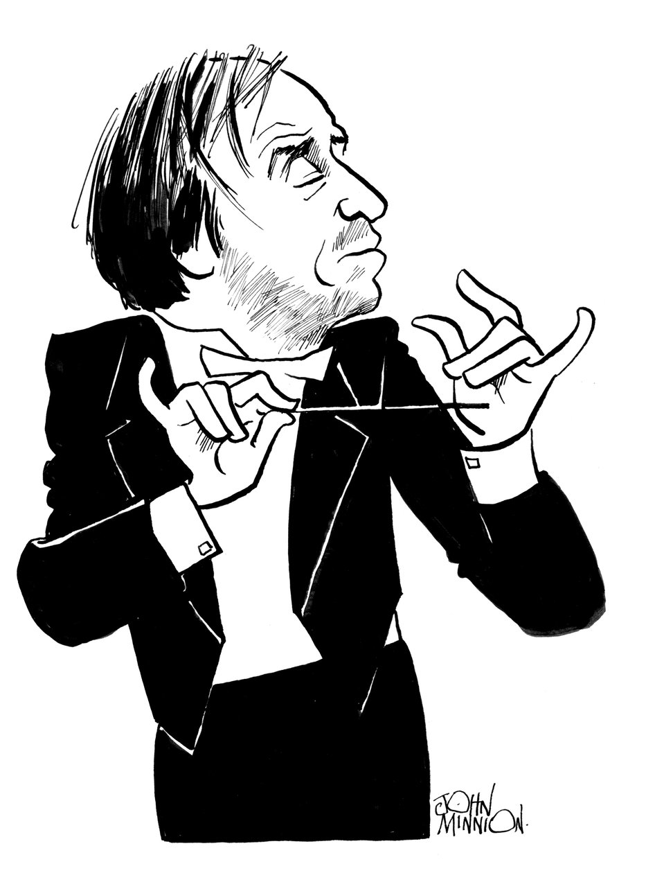 Valery Gergiev - caricature by John Minnion