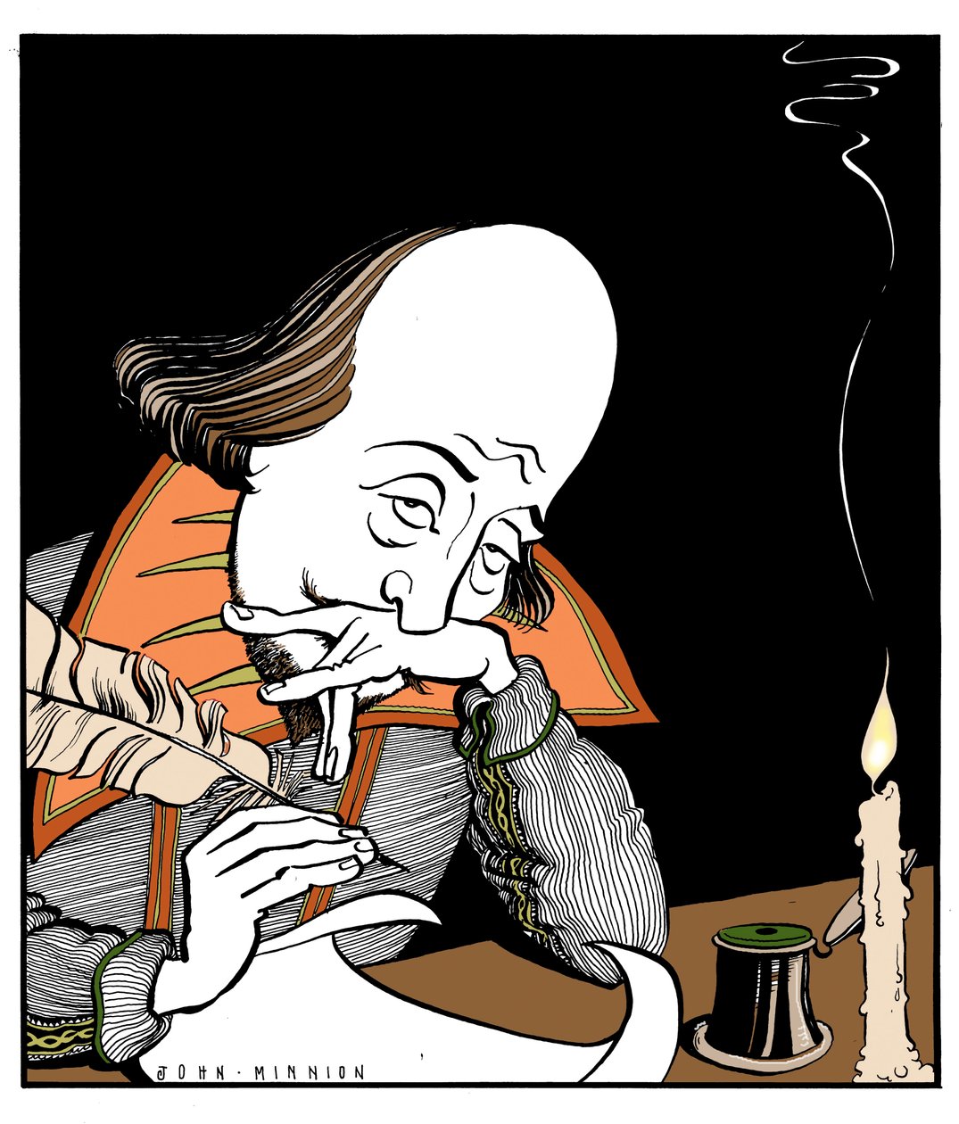 William Shakespeare writing a play by John Minnion by John Minnion