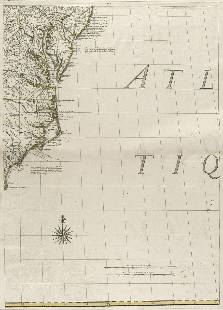 A Map of the British and French Dominions in America by John Mitchell