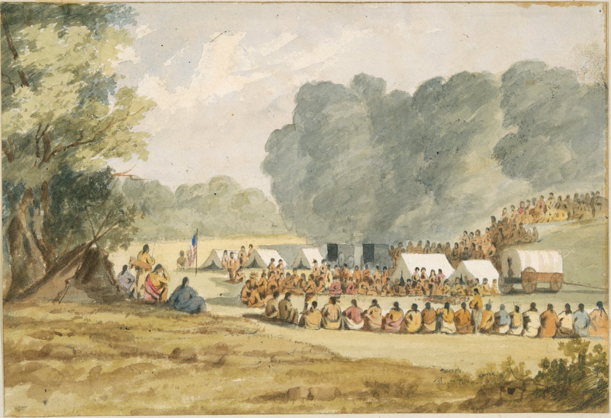 Distribution of Goods to the Gros Ventres by John Mix Stanley