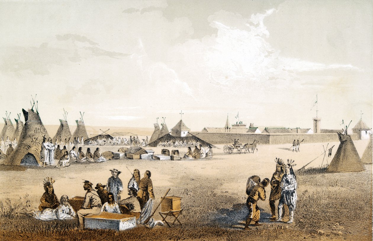 Fort Union and Distribution of Goods to the Assiniboins by John Mix Stanley