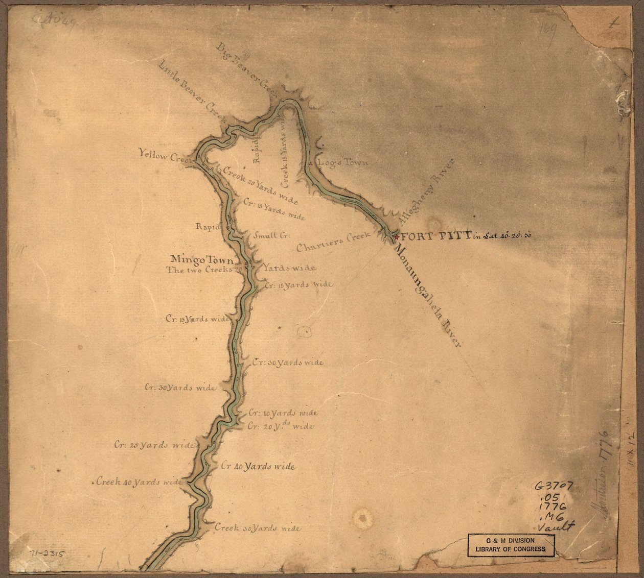 Map of the Ohio River from Fort Pitt by John Montresor