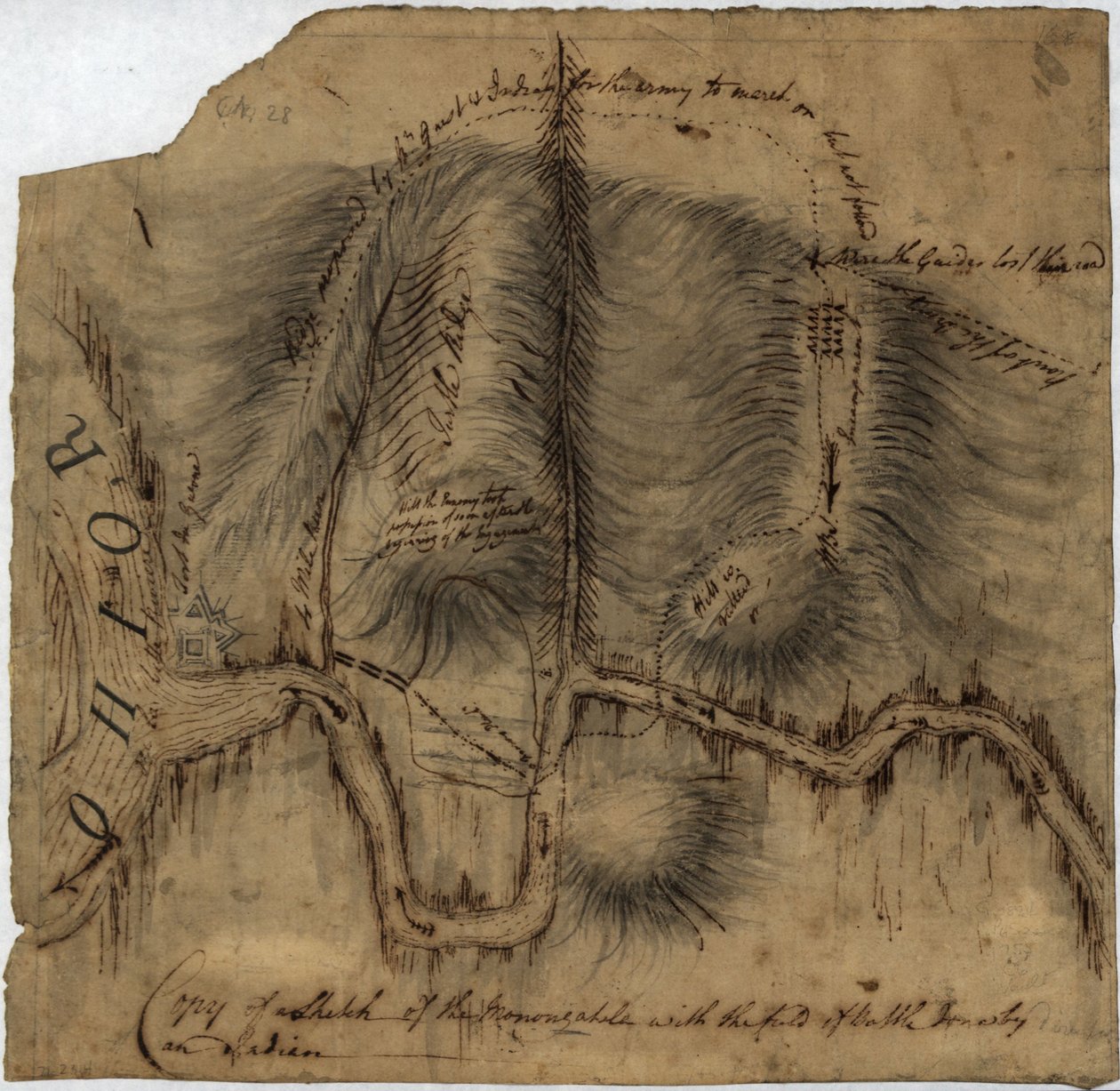 Copy of a Sketch of the Monongahela, with the Field of Battle by John Montresor