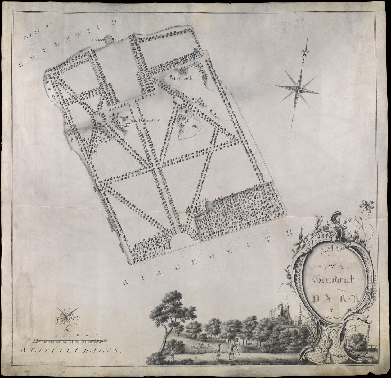 Plan of Greenwich Park, Showing the Royal Observatory, One Tree Hill and the Ranger