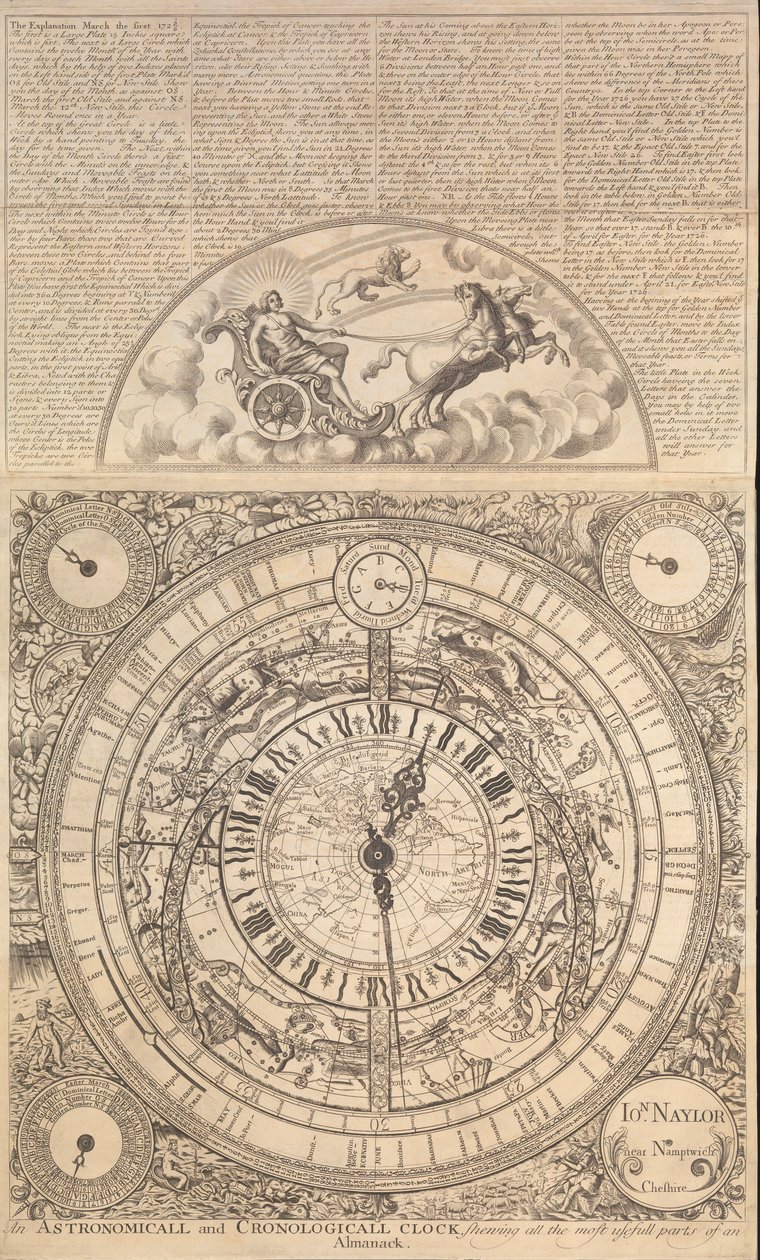 An Astronomical and Chronological Clock Showing All the Most Useful Parts of an Almanack by John Naylor