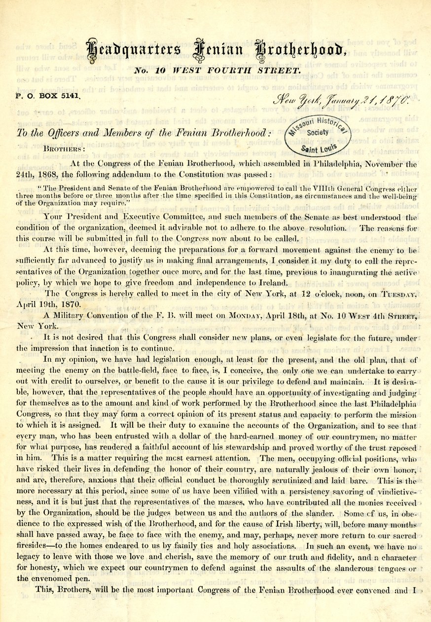 Circular letter of John O