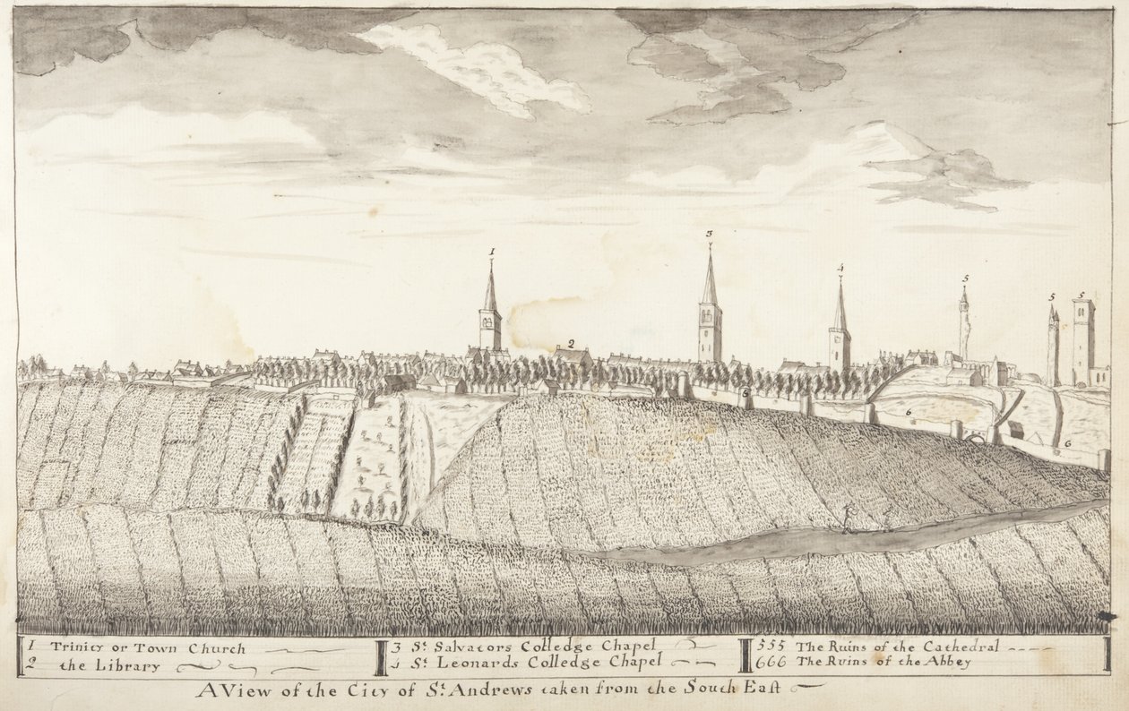 St Andrews Delineated - A view of the City of St Andrews taken from the South East by John Oliphant