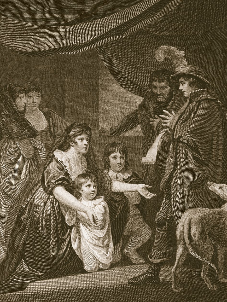 Lady Elizabeth Grey Entreating Edward IV to Protect Her Children, Engraved by W. Bromley, Illustration from David Hume