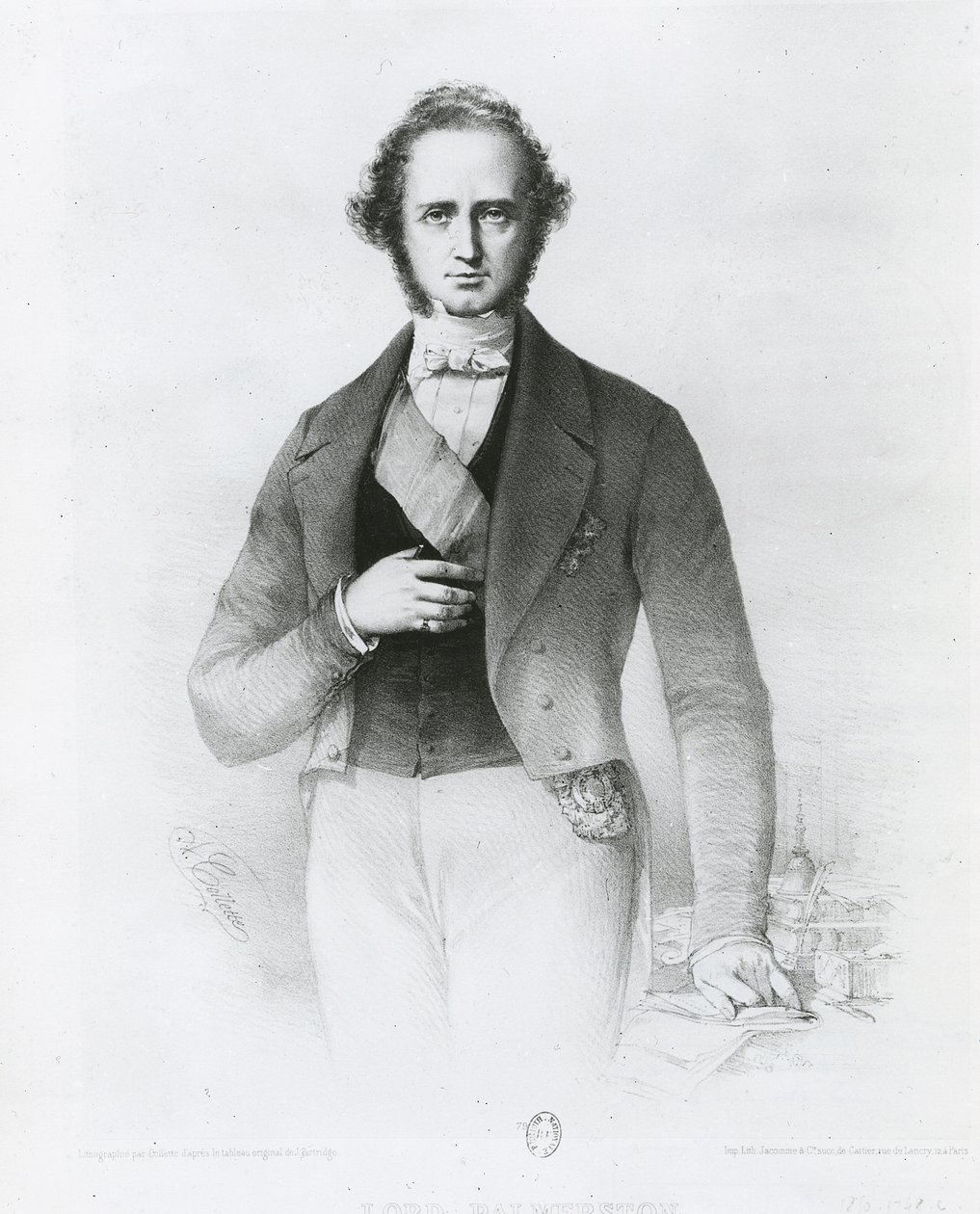 Portrait of Henry John Temple, Lord Palmerston, engraved by Collette by John Partridge