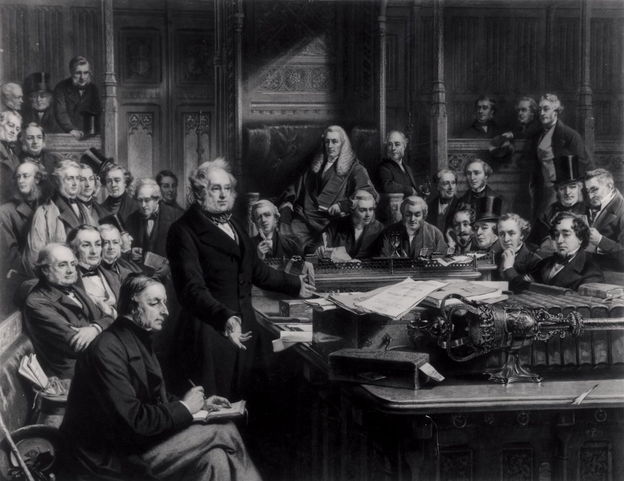 The House of Commons in 1860: Lord Palmerston Addressing the House During the Debate on the Treaty with France, Engraved by Falkner, 1863 by John Phillip