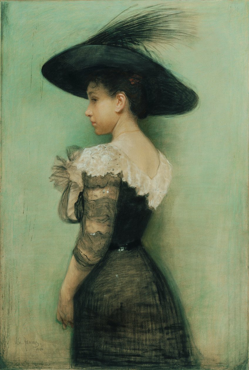 Lady in Black Dress and Hat (Alice Hauser) by John Quincy Adams