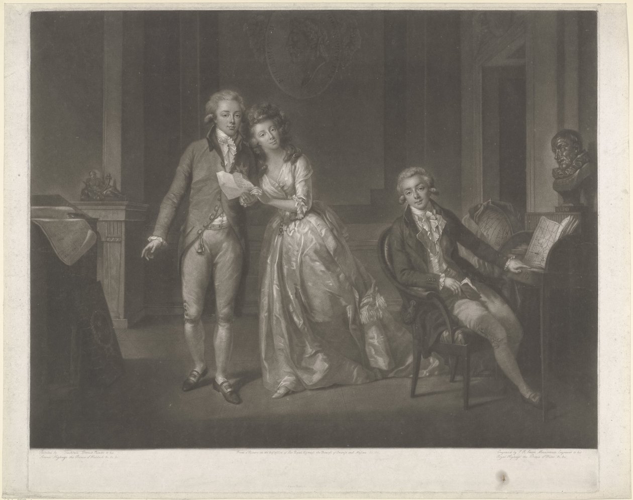 Portrait of Louise, Princess of Orange-Nassau, Willem I Frederik, King of the Netherlands, and Frederik, Prince of Orange-Nassau by John Raphael Smith