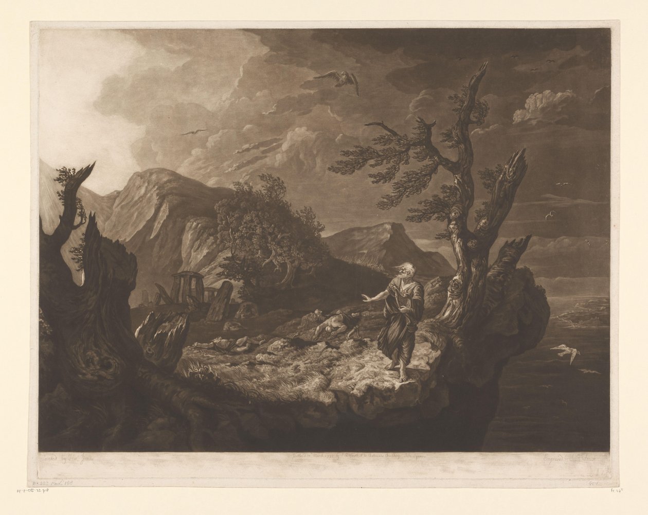 Stormy Landscape with Bard at the Edge of a Cliff by John Raphael Smith