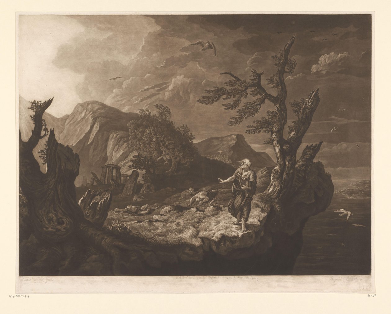 Stormy Landscape with Bard at the Edge of a Cliff by John Raphael Smith
