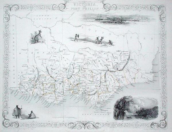 Victoria or Port Phillip, Australia, from a Series of World Maps published by John Tallis & Co, New York & London by John Rapkin