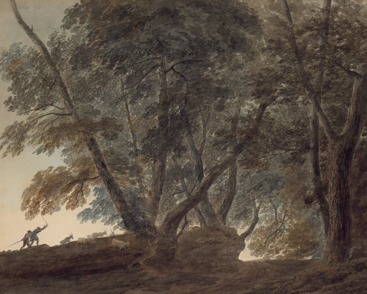 The Goatherd: View on the Galleria di Sopra above the Lake of Albano by John Robert Cozens