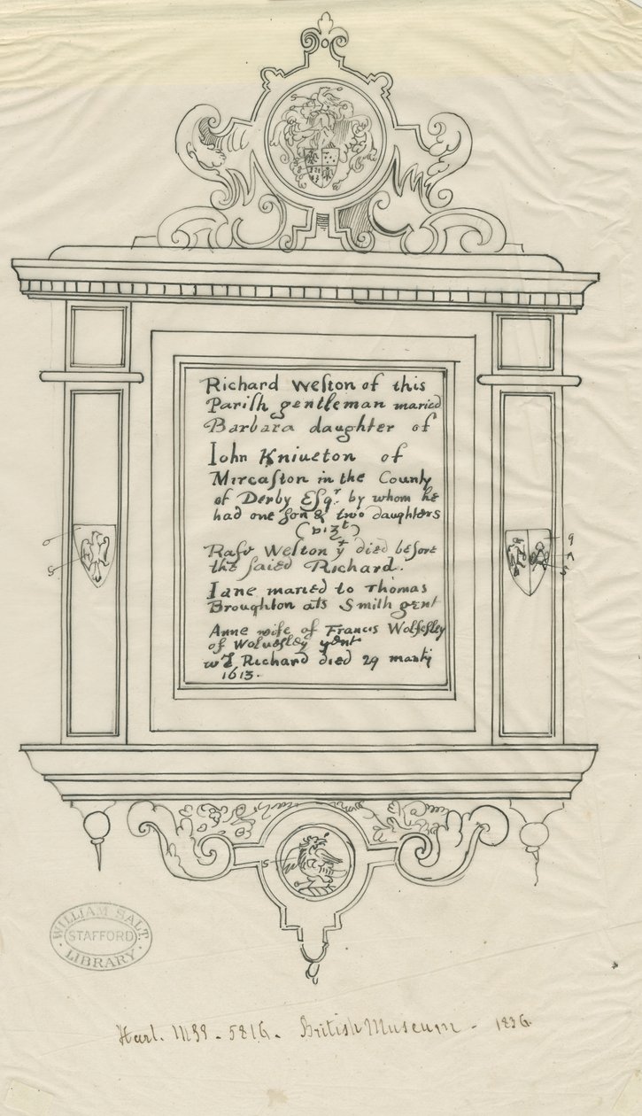 Rugeley Church (Old) - Monument to Richard Weston by John Robert Fernyhough