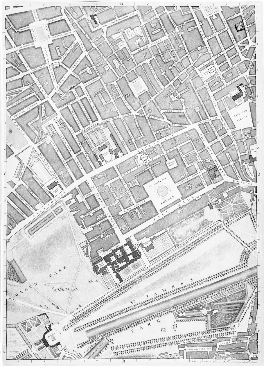 A Map of St James's, London by John Rocque: Fine art print