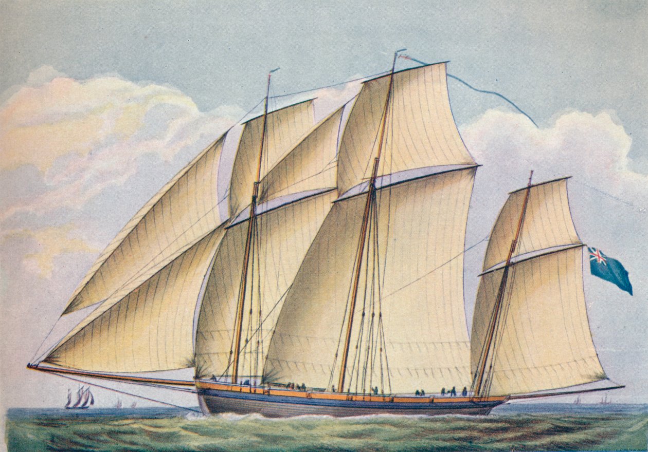 Armed Lugger Close Hauled With All Sail Set, 1825 by John Rogers