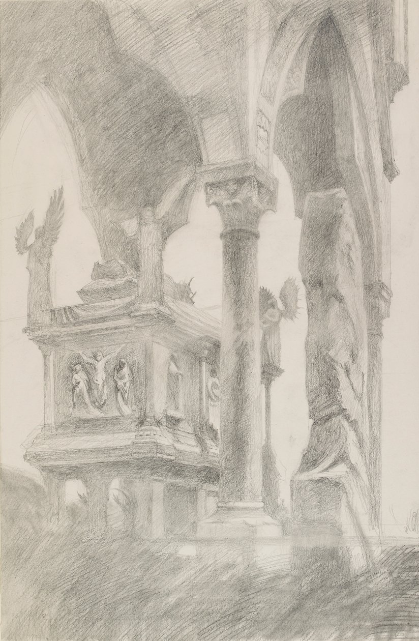 Study of the Tomb of Mastino II della Scala at Verona by John Ruskin