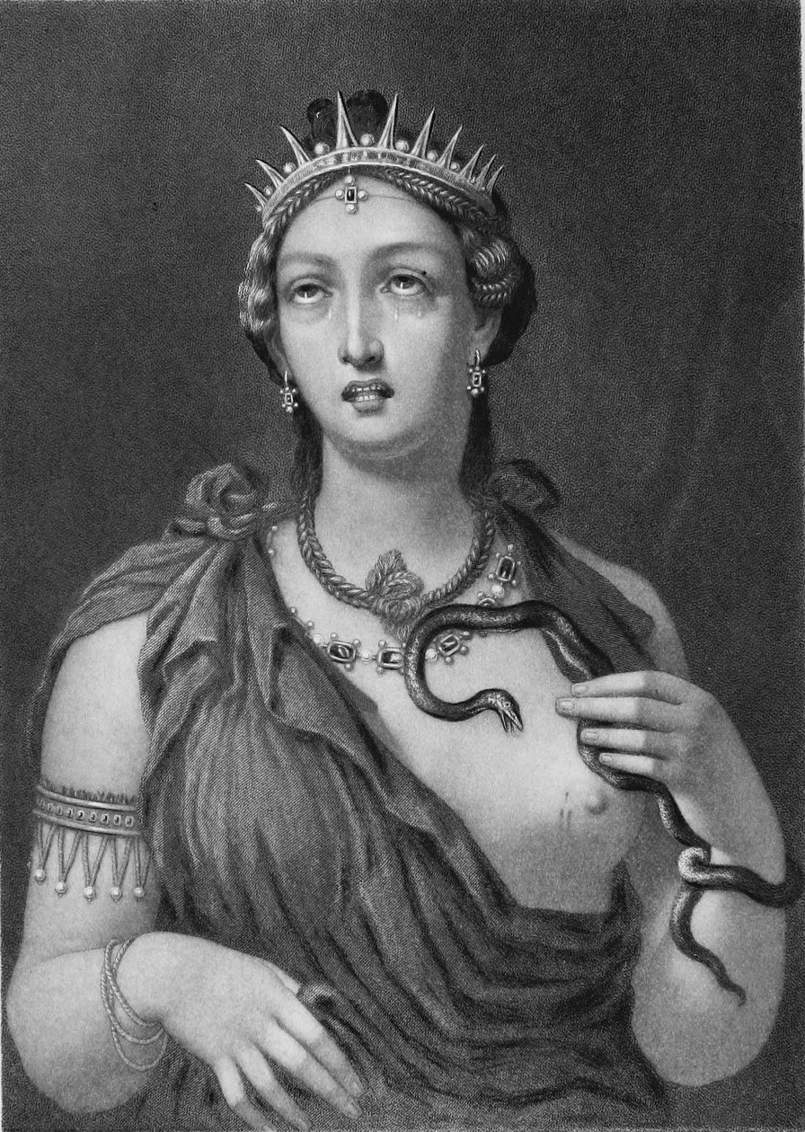 Cleopatra VII, Steel Engraving of the Encaustic Painting Found at Hadrian