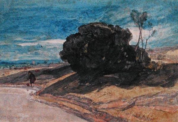 An Angler on a River Bank near a Clump of Trees by John Sell Cotman